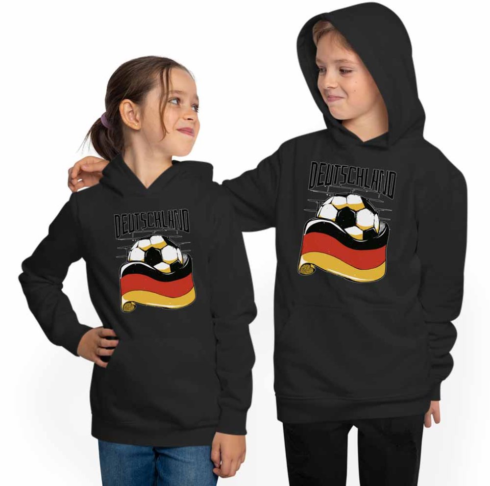 Kids Hooded Sweatshirt Hoodie - Soccer with Germany Flag i485